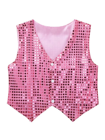 Kids Boys Sequined Sleeveless Vest Waistcoat Costume for Jazz Dance