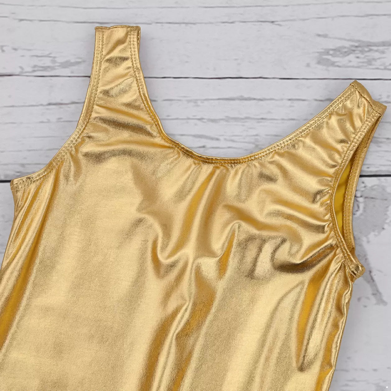 Kids Girls Sleeveless Metallic Gymnastics Unitard
