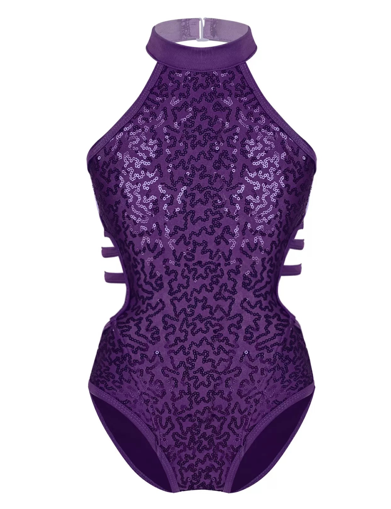 Kids Girls Sleeveless Sequins Cutouts Back Ballet Dance Leotard