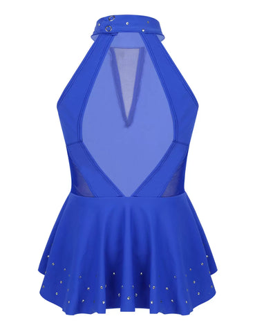 Kids Girls Sleeveless Sparkly Rhinestone Leotard for Skating