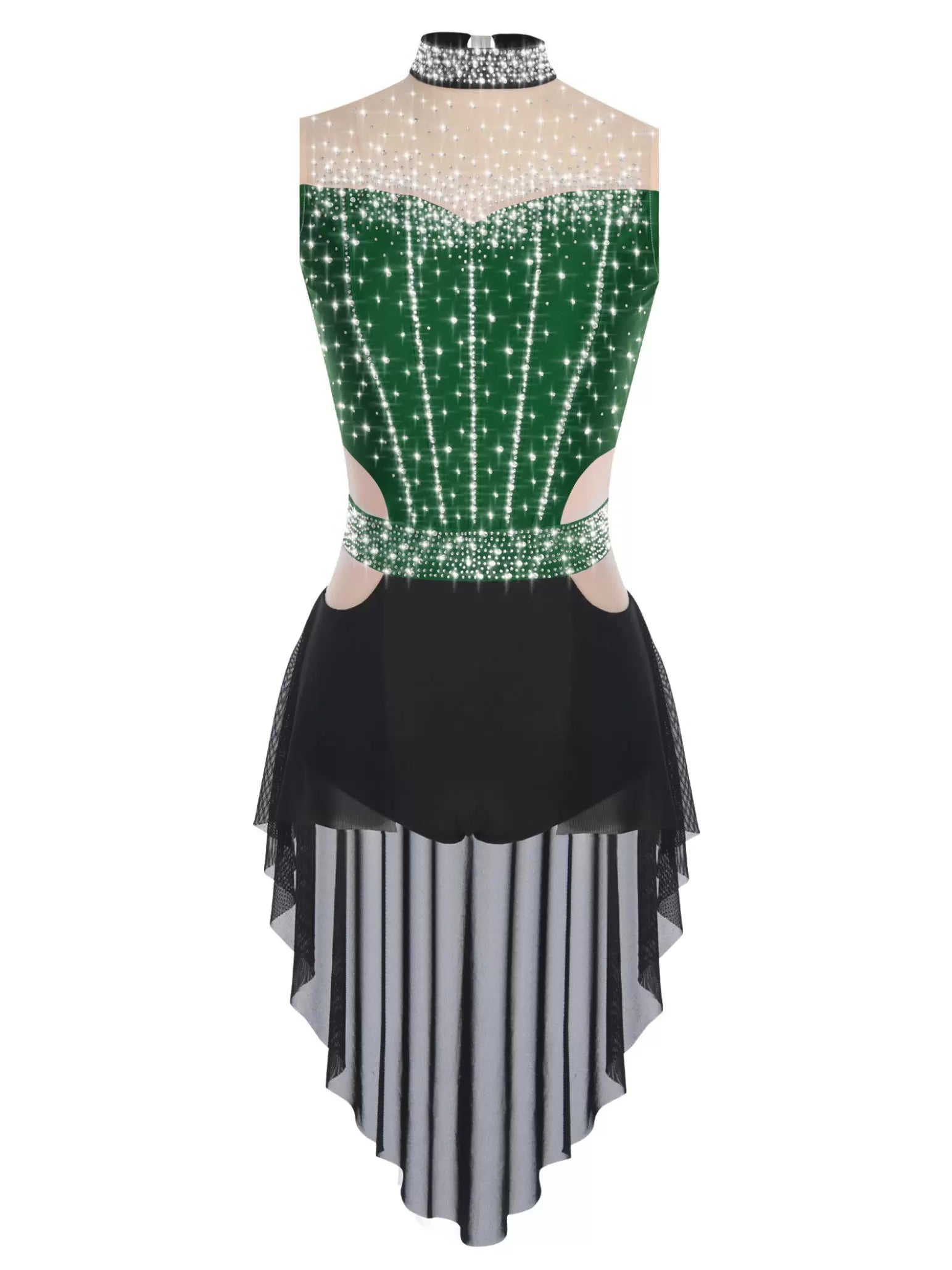 Women Lyrical Dance Dress Mock Neck Sleeveless Backless