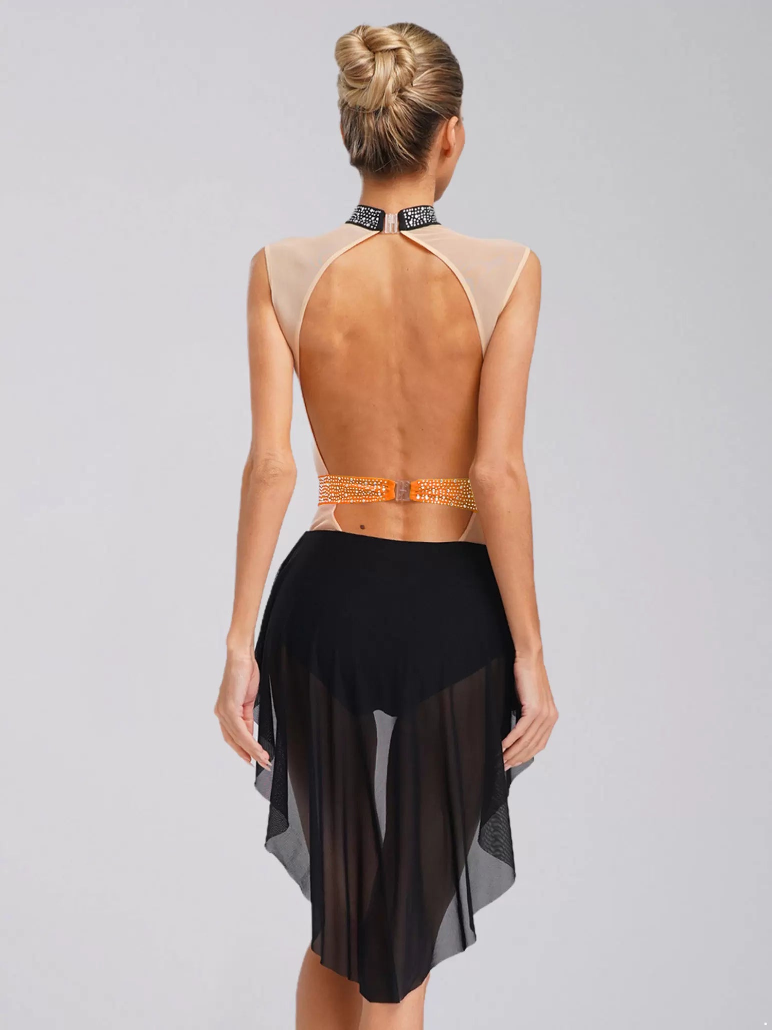 Women Lyrical Dance Dress Mock Neck Sleeveless Backless