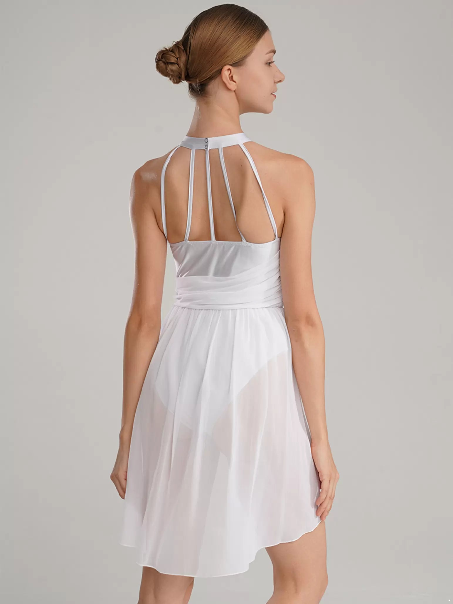 Women Sleeveless Chiffon Lyrical Dance Leotard Dress