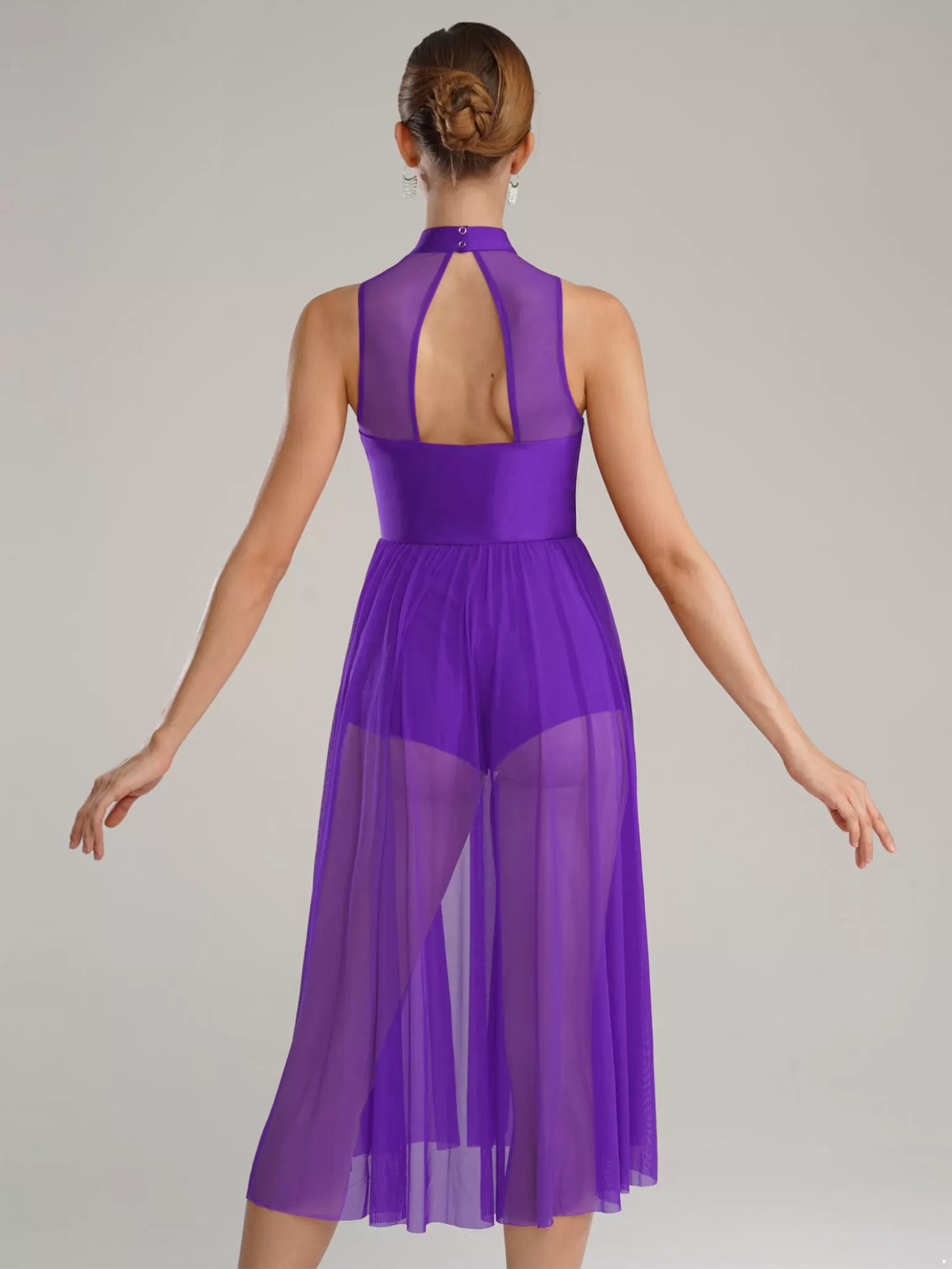 Robe de danse lyrique sans manches avec strass scintillants pour femmes