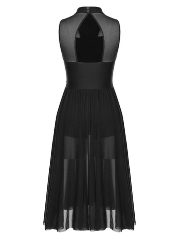 Robe de danse lyrique sans manches avec strass scintillants pour femmes