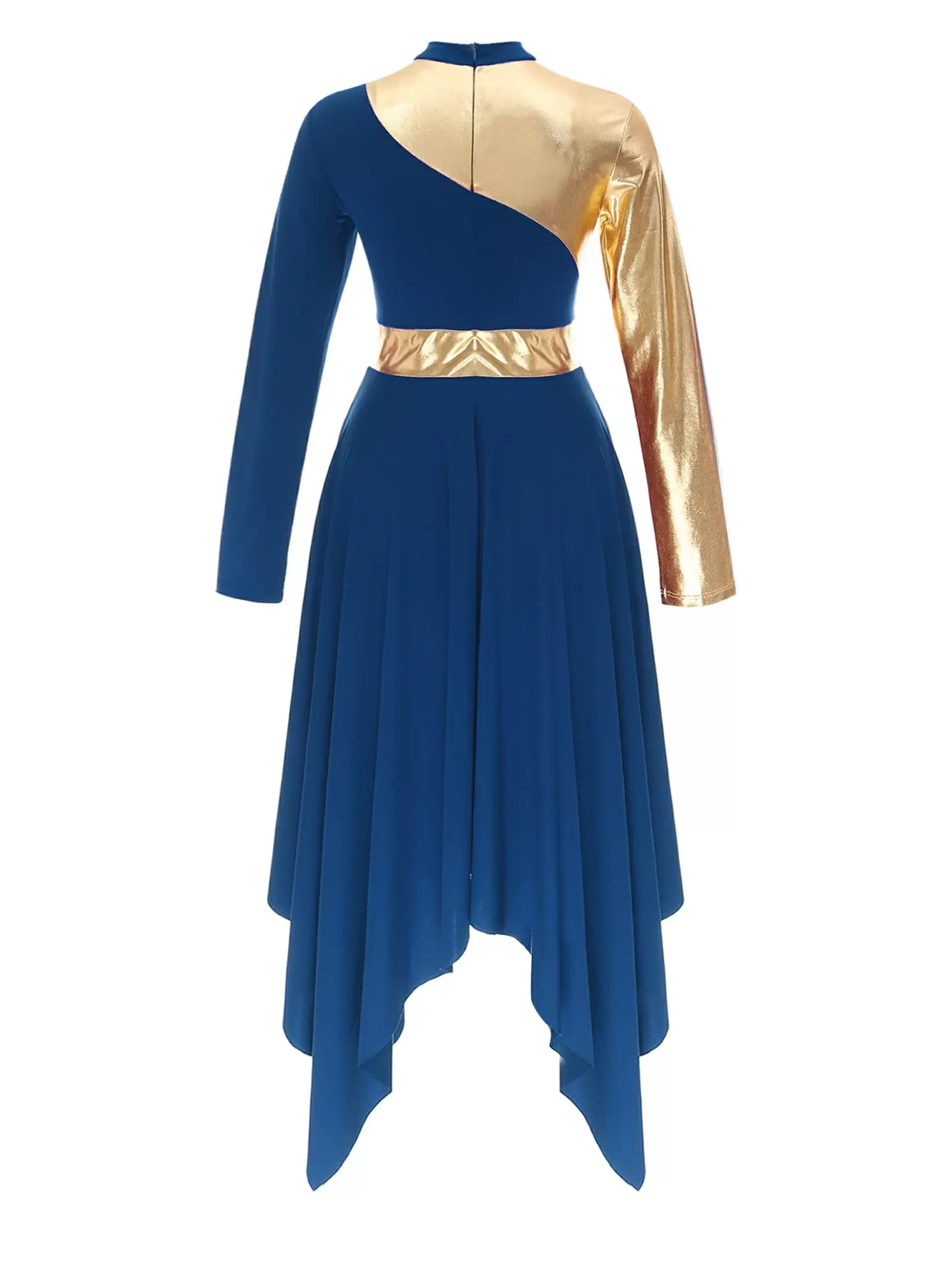 Women Long Sleeve Metallic Liturgical Praise Dance Dress