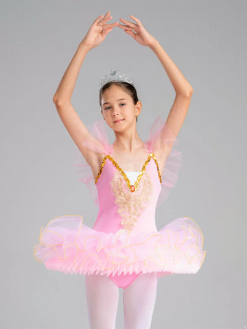 Kid Girls Swan Lake Ballet Dance Dress Princess Tutu Ballerina Costume