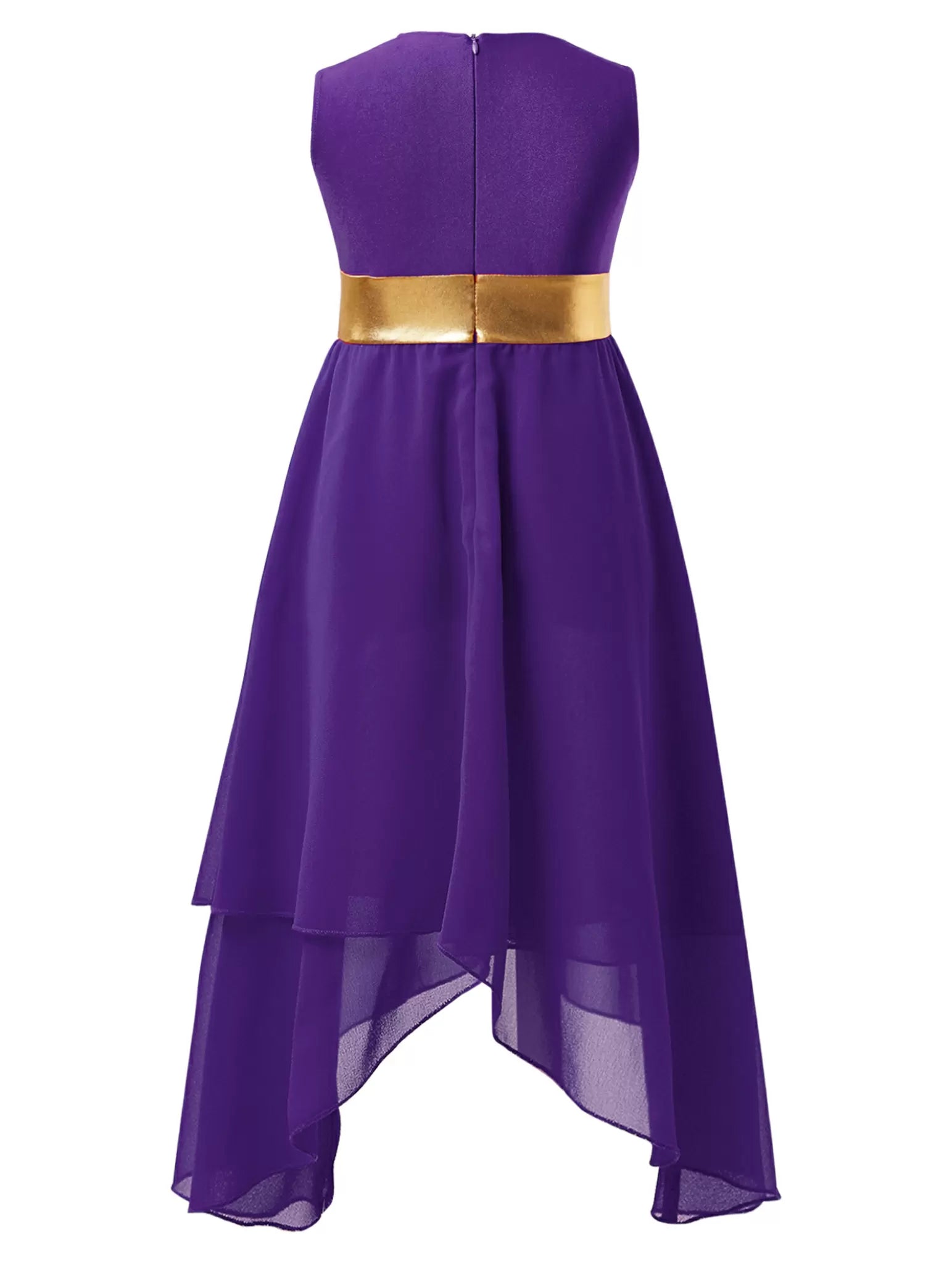 Kids Girls Sleeveless Metallic Worship Praise Dance Dress