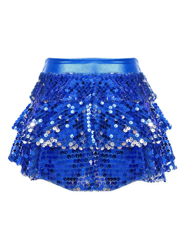 Gonna da ballo con volant e paillettes scintillanti per bambina, costume latino jazz