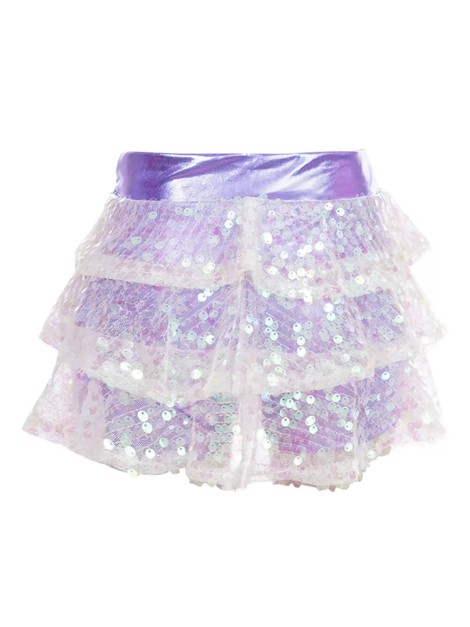Gonna da ballo con volant e paillettes scintillanti per bambina, costume latino jazz