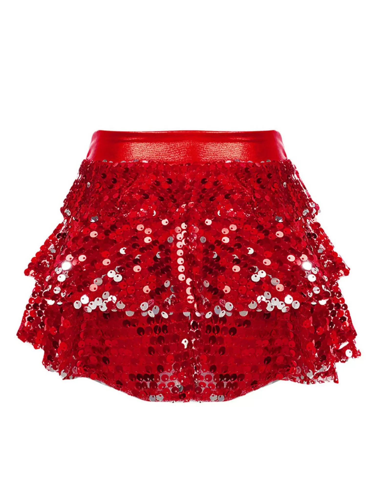 Gonna da ballo con volant e paillettes scintillanti per bambina, costume latino jazz