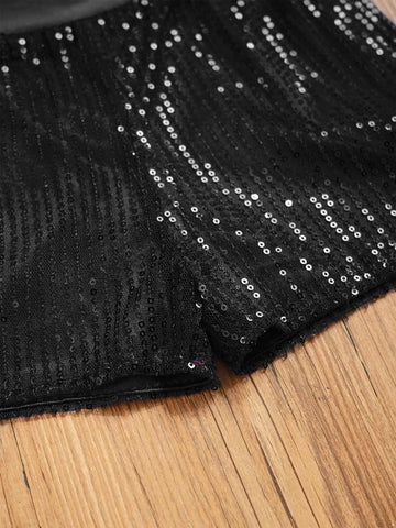 Pantaloncini da ballo con paillettes scintillanti per ragazze Costume da performance latina jazz