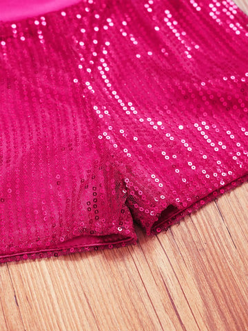 Pantaloncini da ballo con paillettes scintillanti per ragazze Costume da performance latina jazz