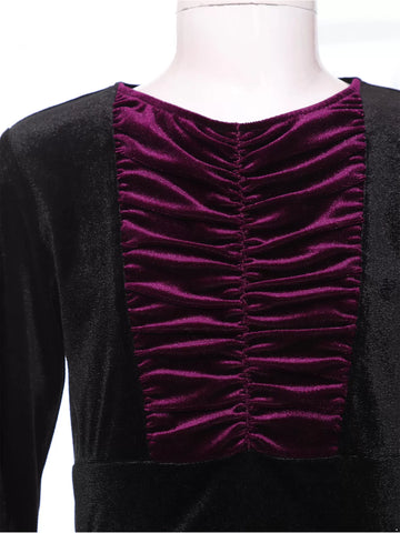 Costume da strega per ragazze, abito lungo in velluto con cappello per la festa di Halloween