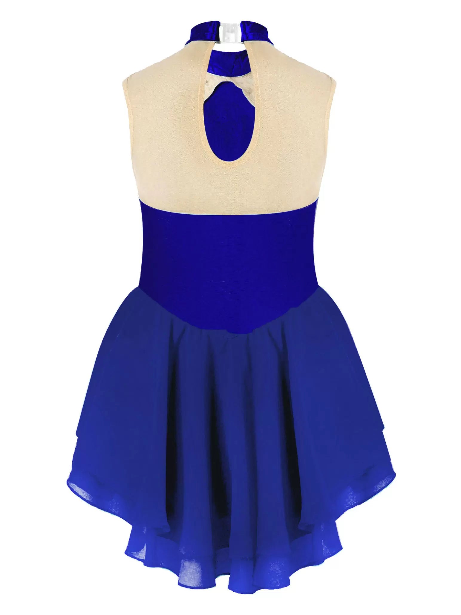 Girls Sleeveless Rhinestone Color Block Figure Ice Skating Dress