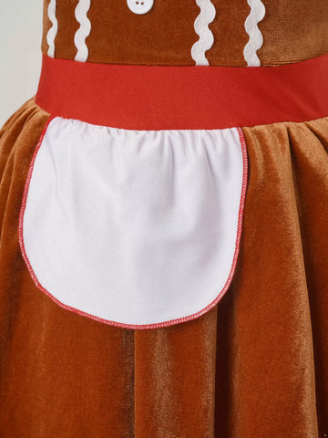 Abiti da omino di pan di zenzero per ragazze per la festa di cosplay di Natale