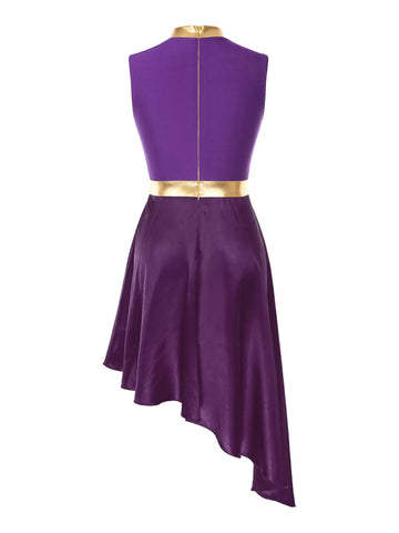 Women's Praise Dance Tunic Overlay Asymmetrical Satin Worship Costume