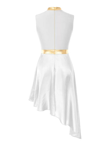 Women's Praise Dance Tunic Overlay Asymmetrical Satin Worship Costume