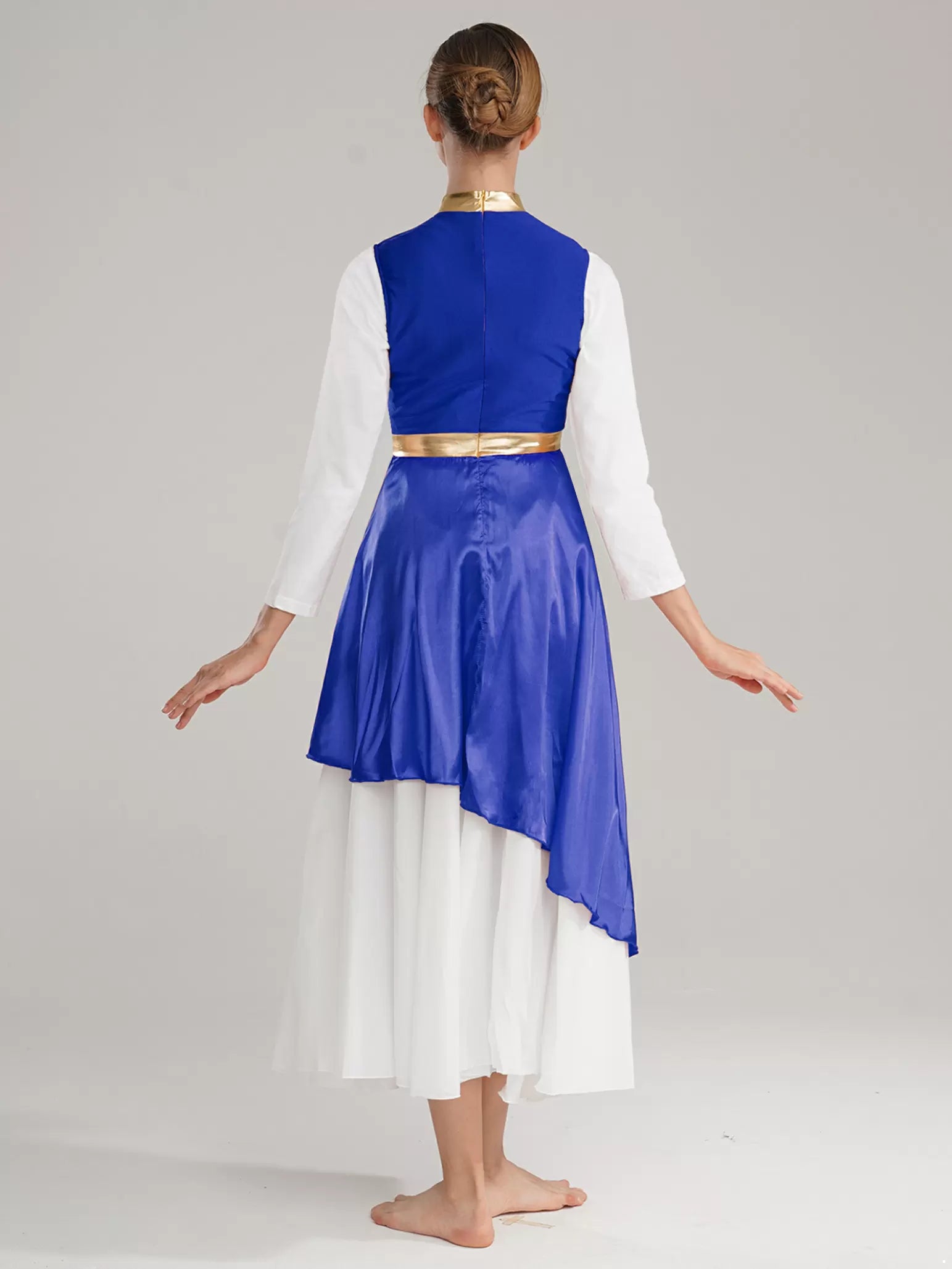 Women's Praise Dance Tunic Overlay Asymmetrical Satin Worship Costume