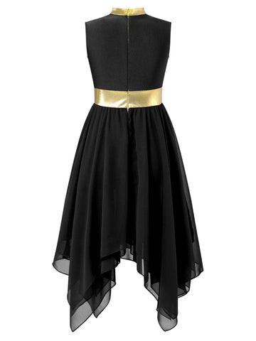 Kids Girls Sleeveless Mock Neck Lyrical Praise Dance Dress