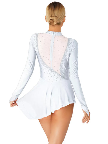 Womens Long Sleeve Ice Figure Skating Mini Dress