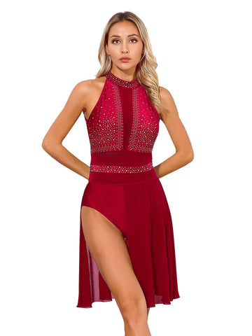 Women Halter Neck Lyrical Dance Leotard Dress
