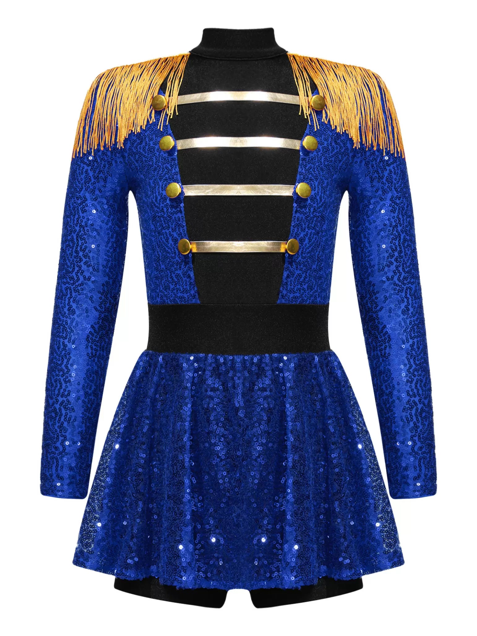 Kids Girls Ringmaster Circus Long Sleeve Tassel Sequin Romper