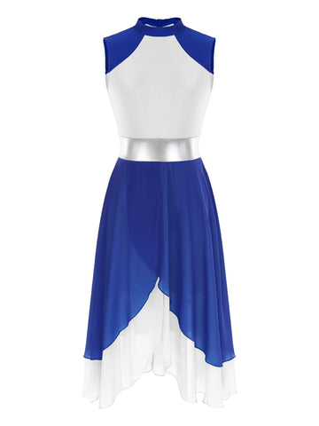 Abito da ballo di lode diviso senza maniche color block da donna