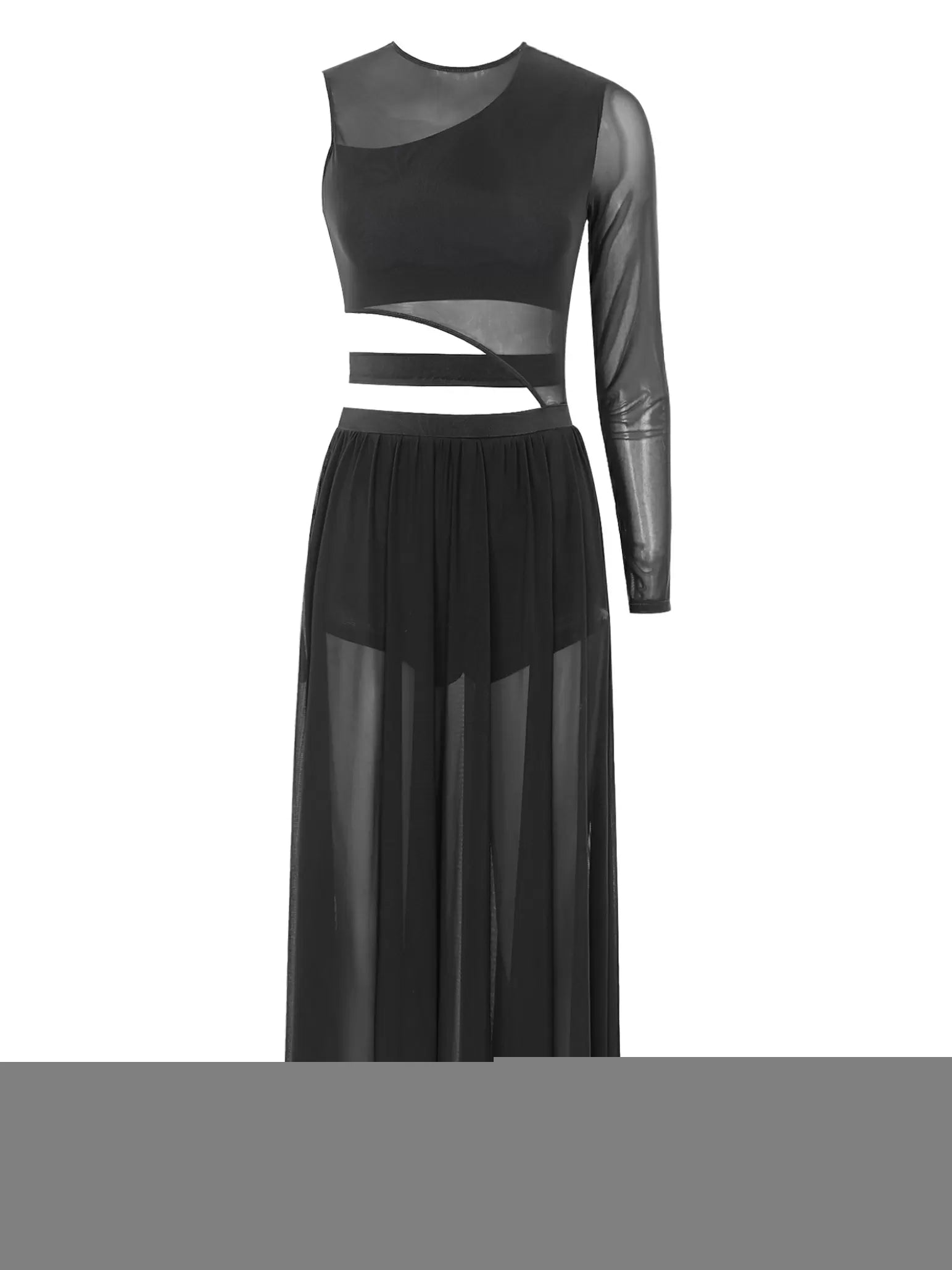 Women Side Split Mesh Modern Lyrical Dance Dresses