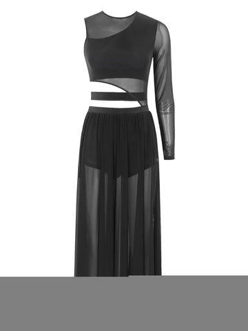 Women Side Split Mesh Modern Lyrical Dance Dresses