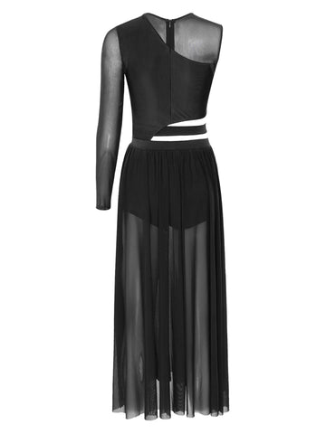 Women Side Split Mesh Modern Lyrical Dance Dresses