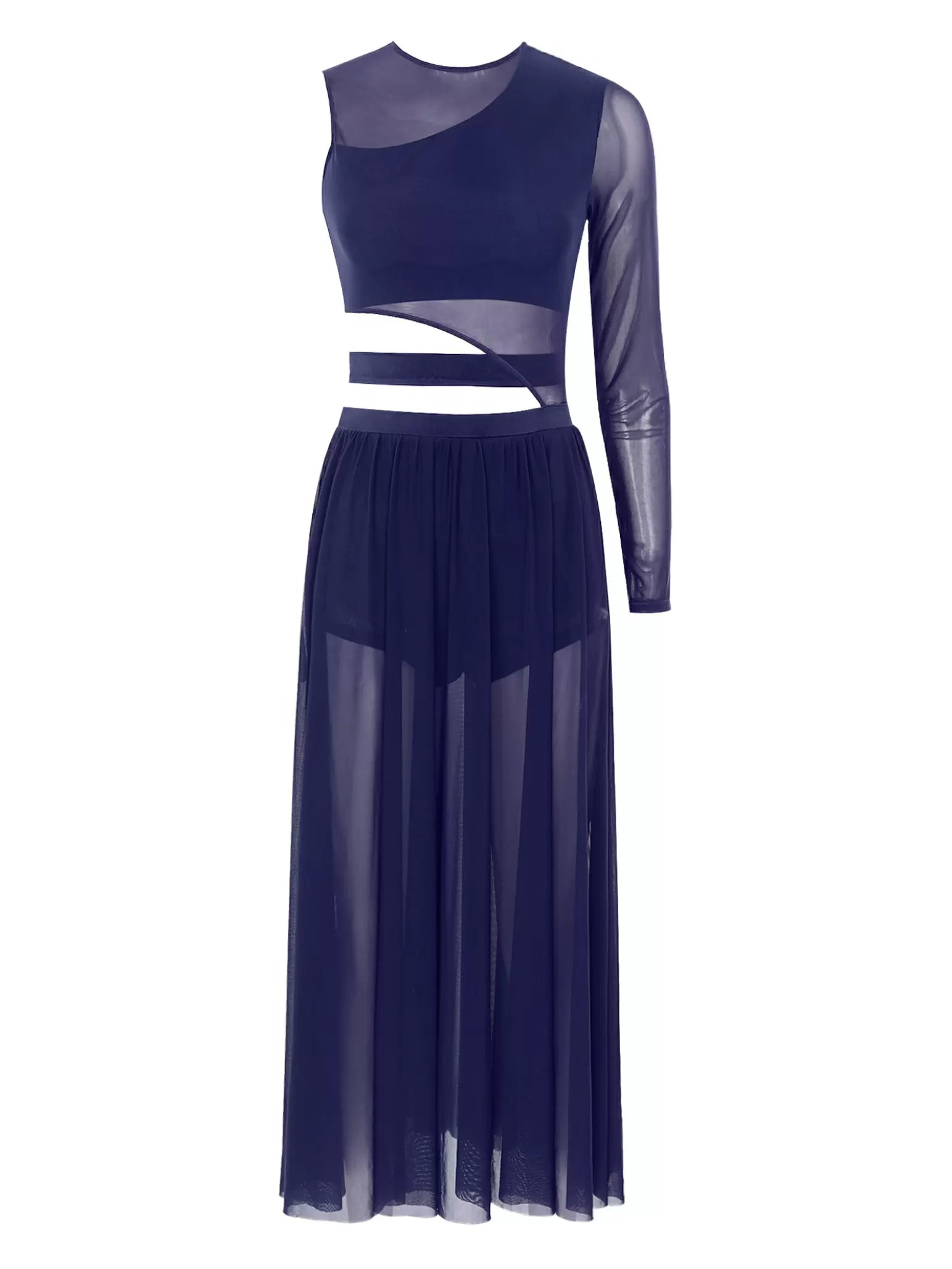 Women Side Split Mesh Modern Lyrical Dance Dresses