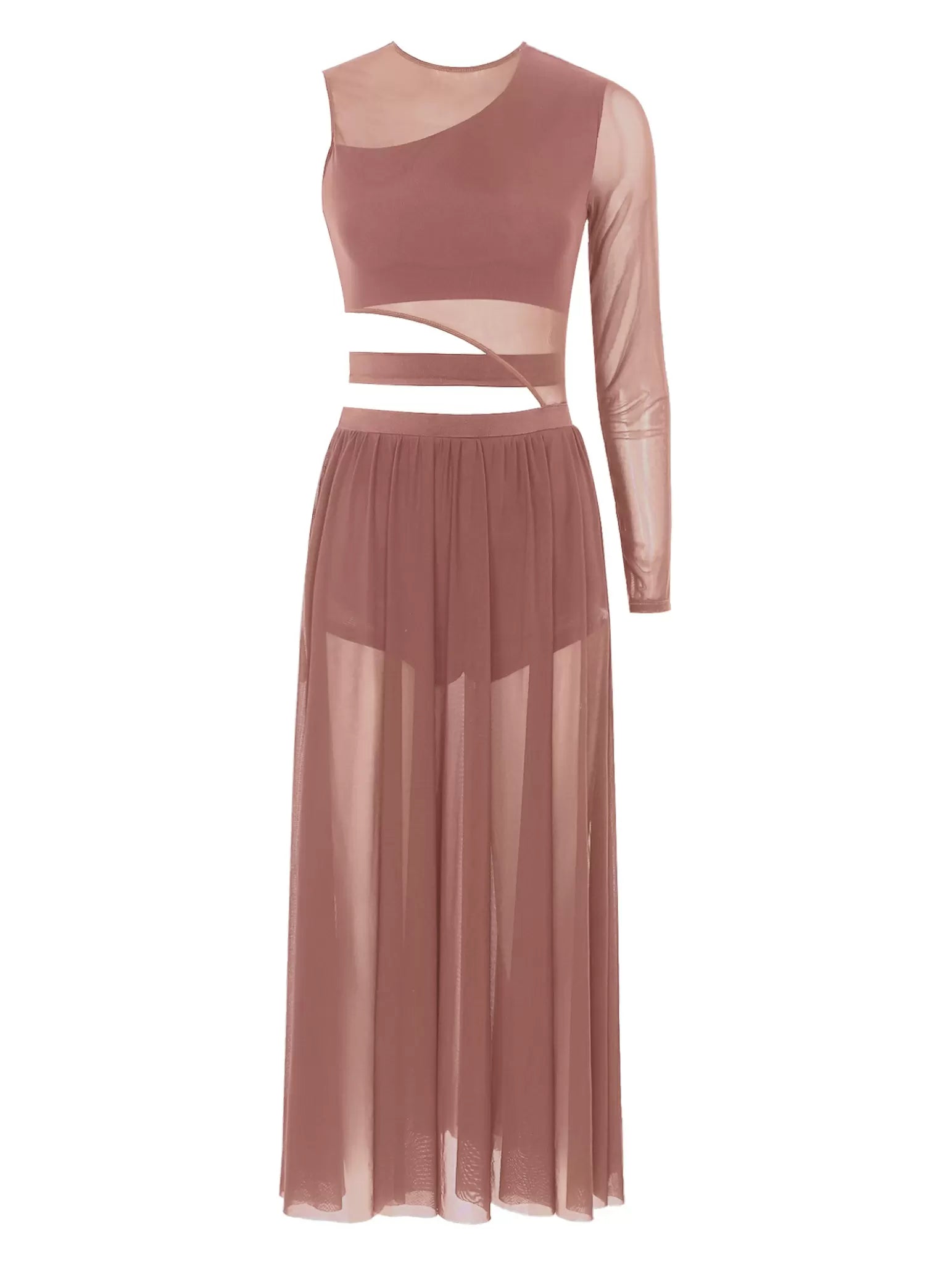 Women Side Split Mesh Modern Lyrical Dance Dresses