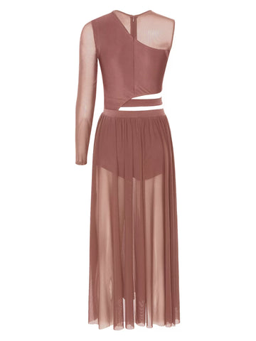 Women Side Split Mesh Modern Lyrical Dance Dresses