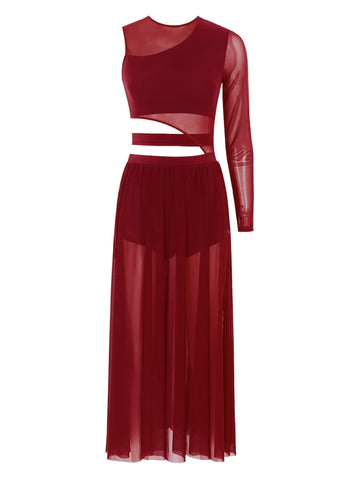 Women Side Split Mesh Modern Lyrical Dance Dresses