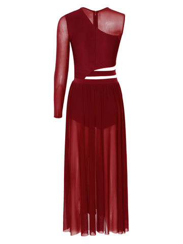 Women Side Split Mesh Modern Lyrical Dance Dresses