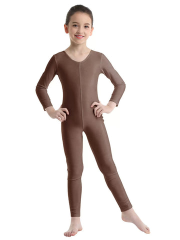 Unitard da ginnastica solida a maniche lunghe per bambina