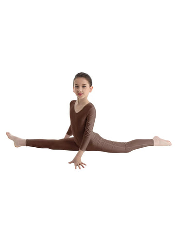 Unitard da ginnastica solida a maniche lunghe per bambina