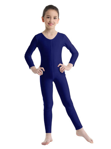 Unitard da ginnastica solida a maniche lunghe per bambina
