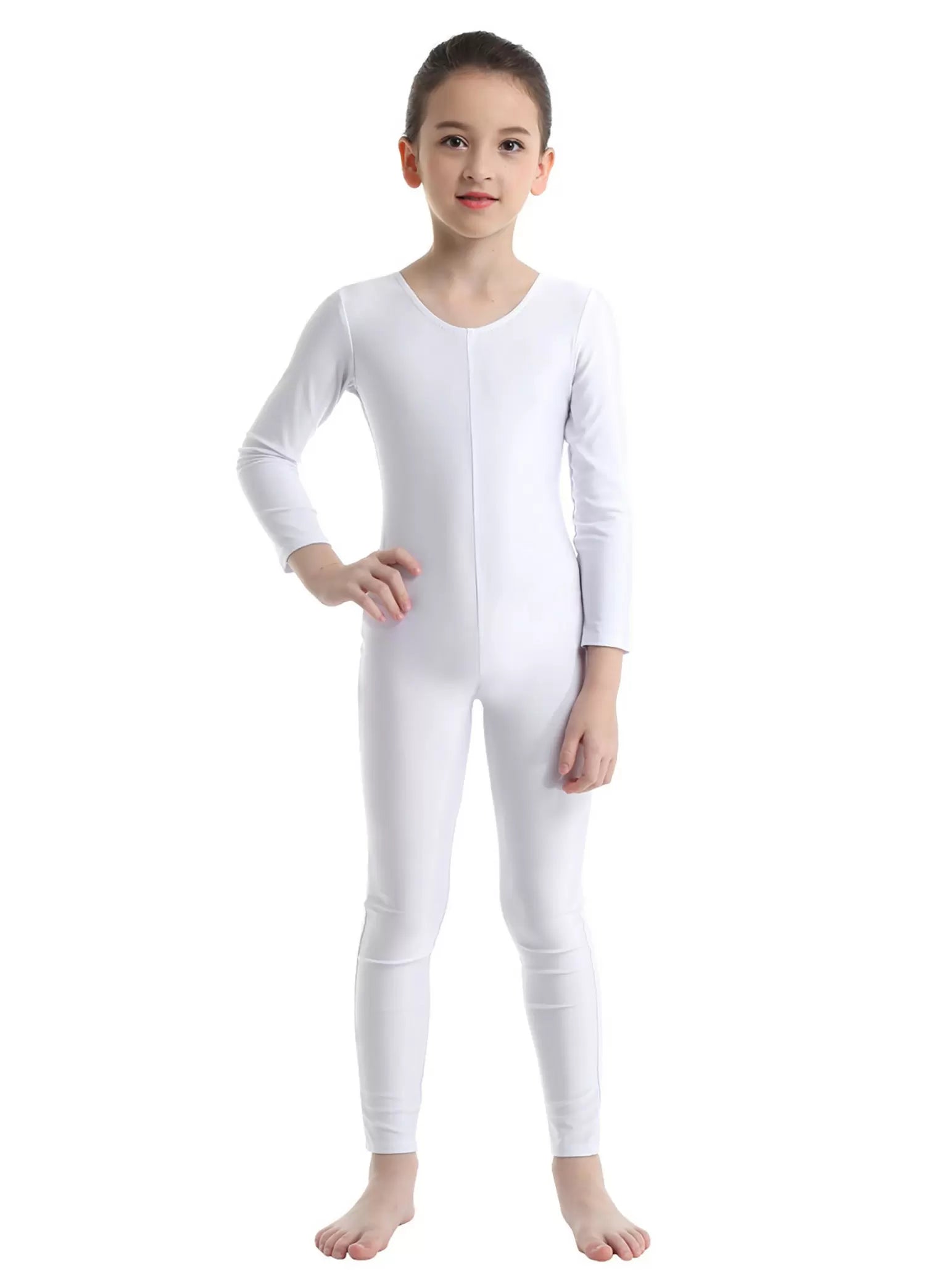 Unitard da ginnastica solida a maniche lunghe per bambina