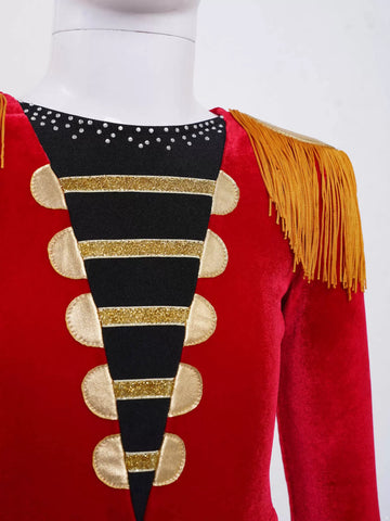 Kids Girls Long Sleeves Tassels Circus Cosplay Costume Leotard