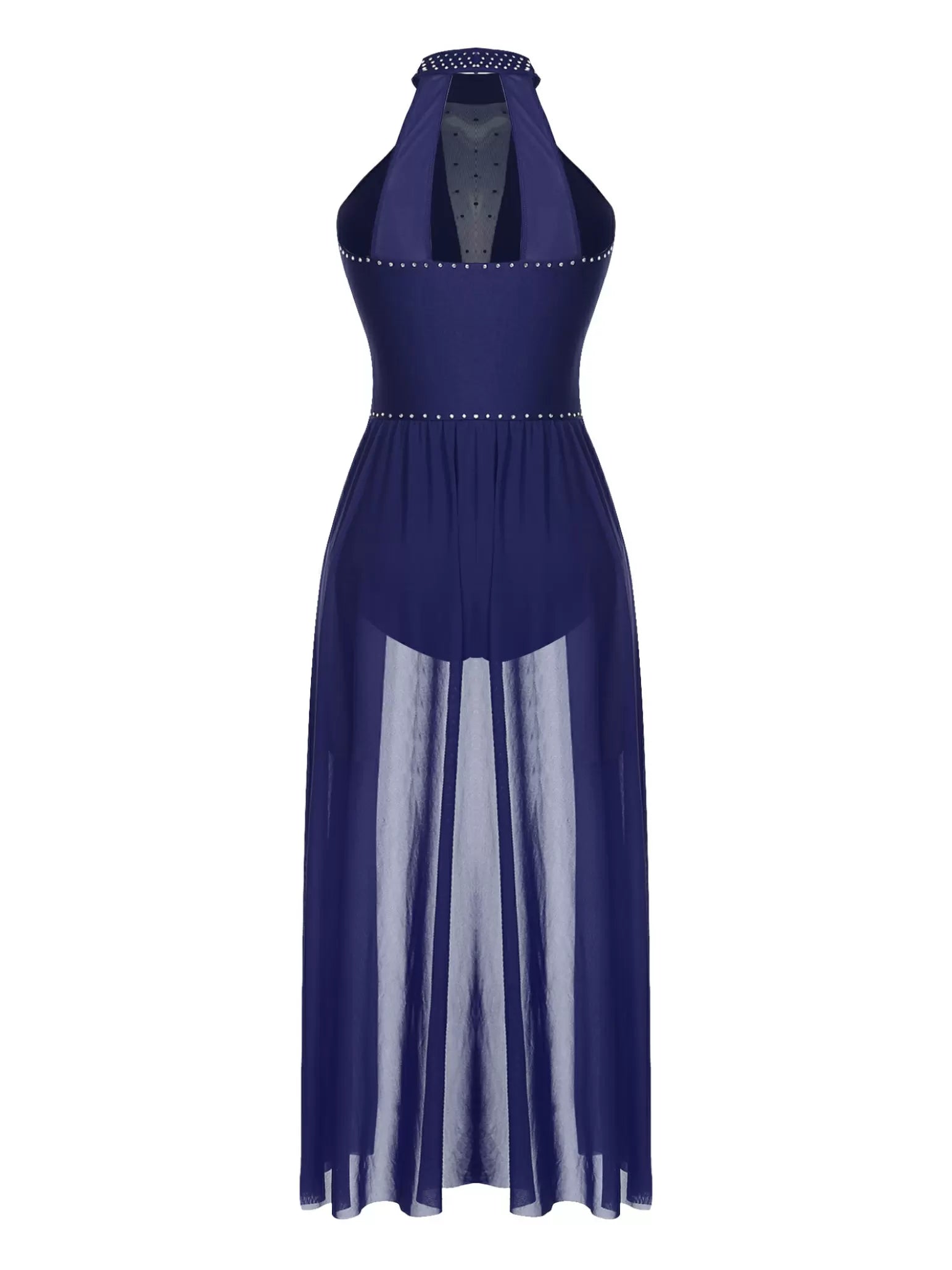 Women Halter Neck Chiffon Lyrical Dance Leotard Dress